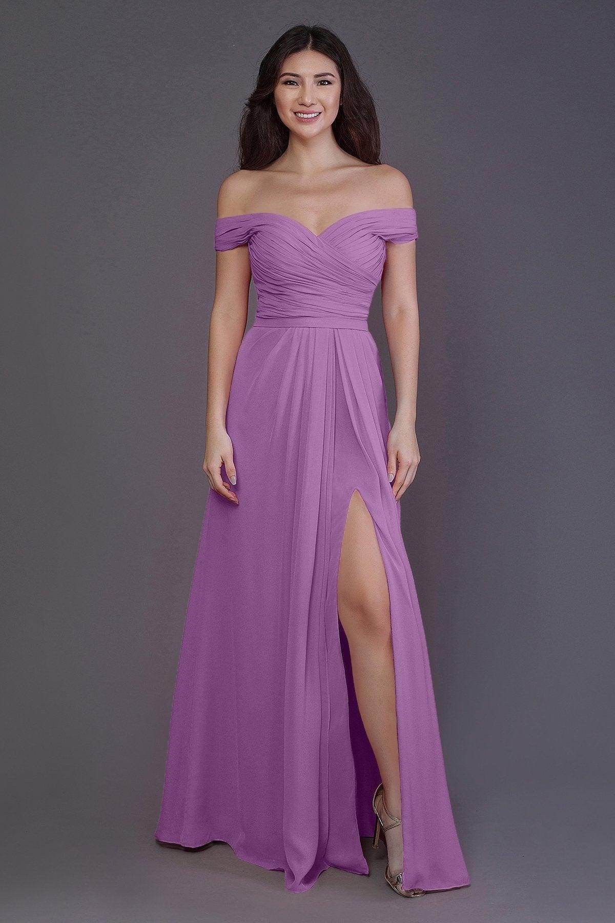 Sheath-Column Floor Length Chiffon Bridesmaid Dress PR3536PS - COCOMELODY